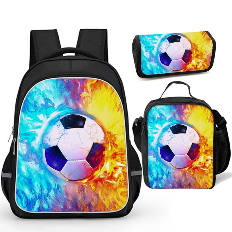 Ice and Fire Soccer Backpack with Lunch Bag for School