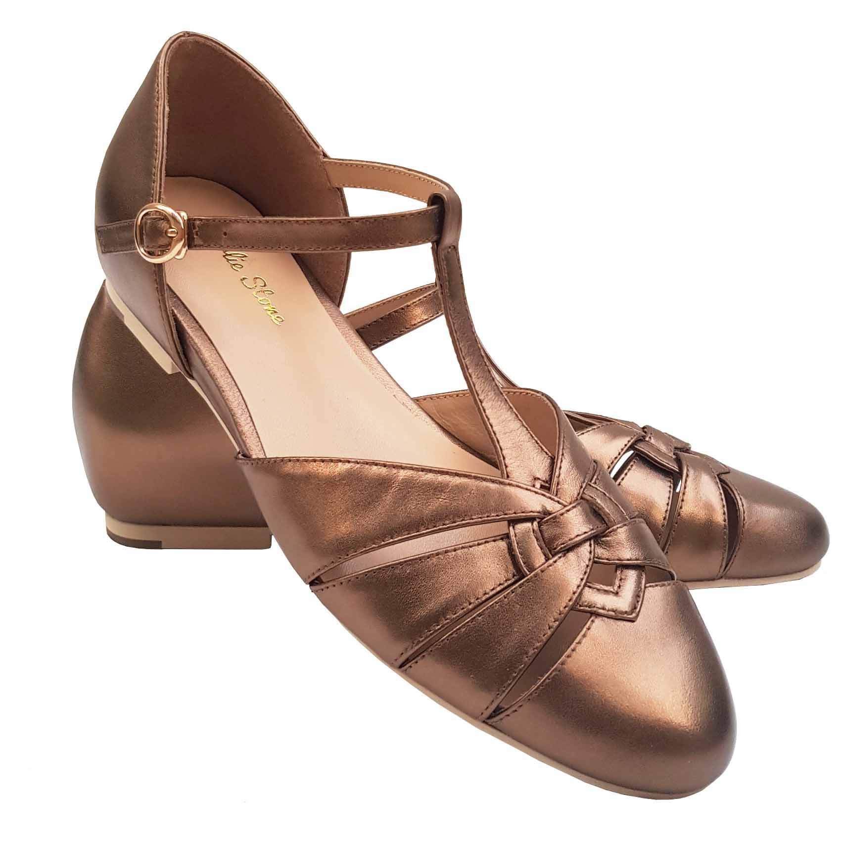 bronze flat shoes