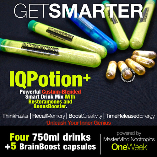 IQPotion+ w/ Restoramones - Drink Mix and Capsules  for Hormone Optimization and Brain Boosting