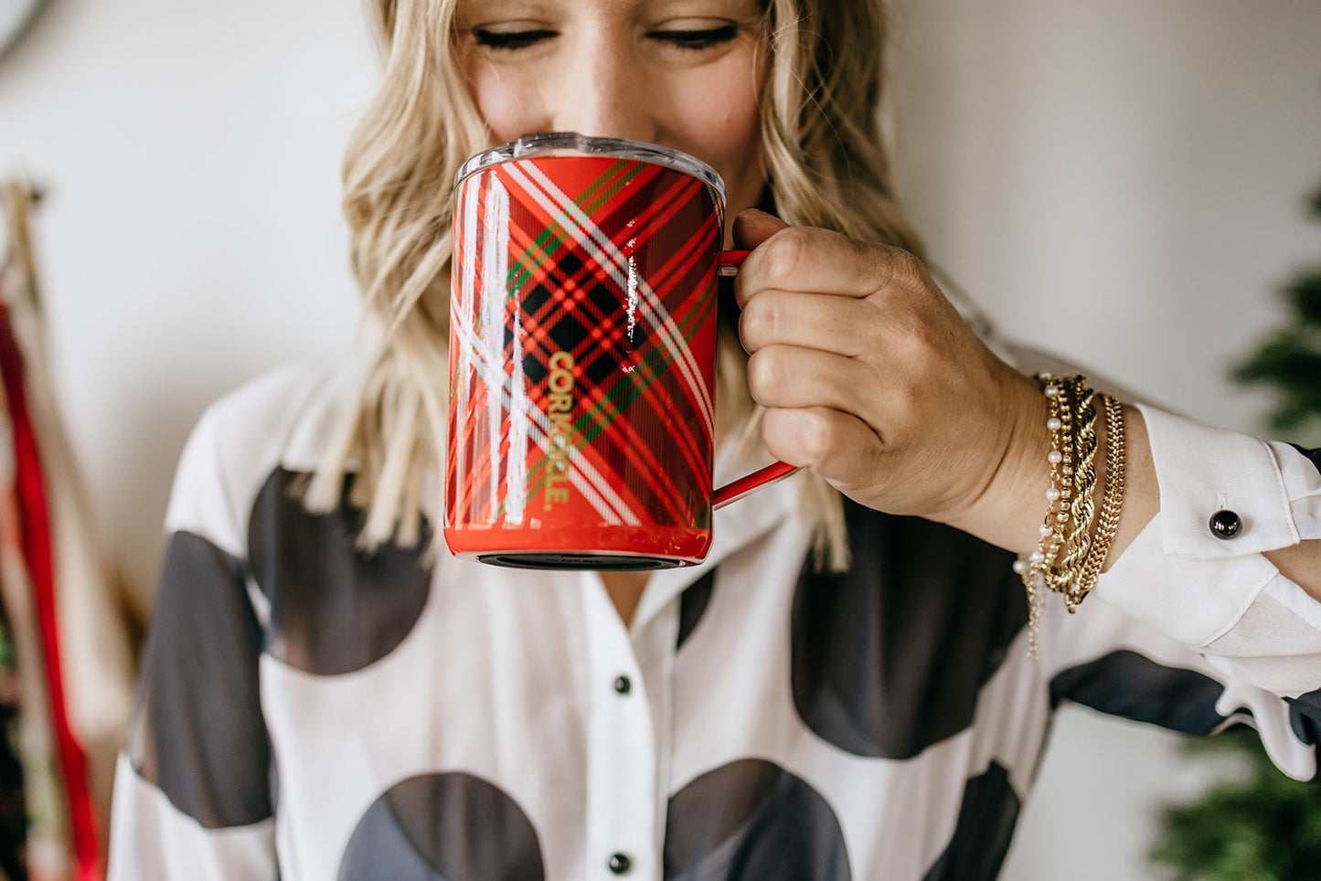 Corkcicle - 16 oz Mug - Buffalo Plaid Red - Be Charmed Gifts