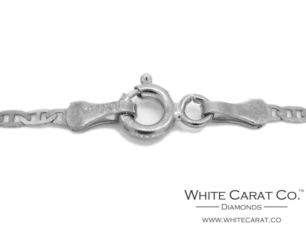 10K Solid White Gold Mariner Link Chain - 1.5 mm