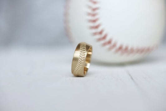 14k Baseball Stitch Ring 8mm – Argent Sports