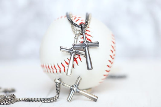 Amazon.com : Glenmal 2 Rope Baseball Cross Necklace Boys Baseball Titanium  Necklace Stainless Steel Cross Pendant Sports Braided Tornado Baseball  Necklace Gifts for Men Kids, 20 Inches : Sports & Outdoors