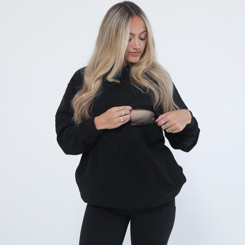 Isabella The Organic Oversized Nursing & Pregnancy Hoodie (Heather Gre –  Sweat and Milk LLC