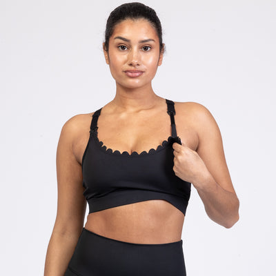 Lucie - HIIT Scalloped High Impact Nursing Sports Bra (Noir