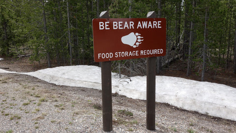 Bear food storage warning sign.