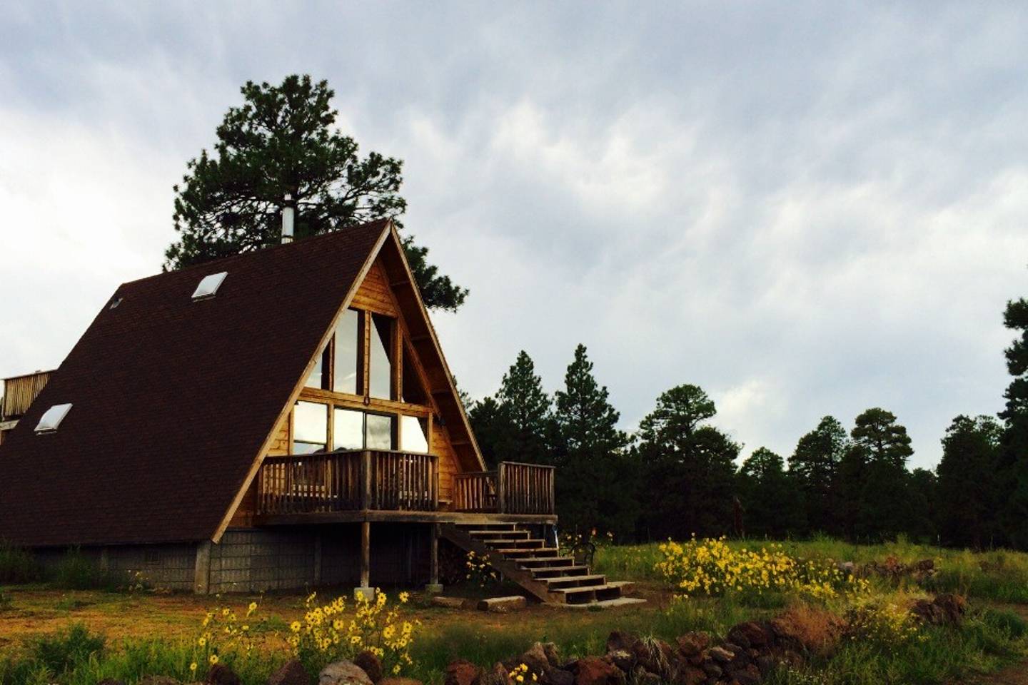 A-frame cabin in the Coconino National Forest in Arizona
