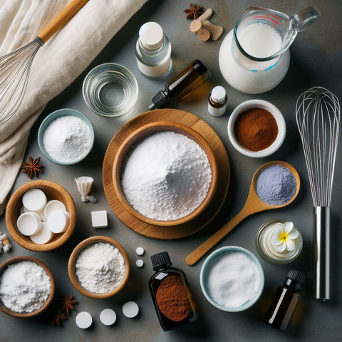 DIY detergent ingredients and materials.