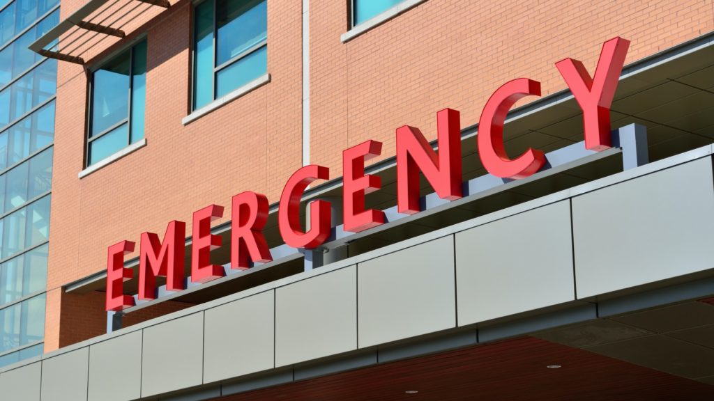 Hospital emergency entrance sign