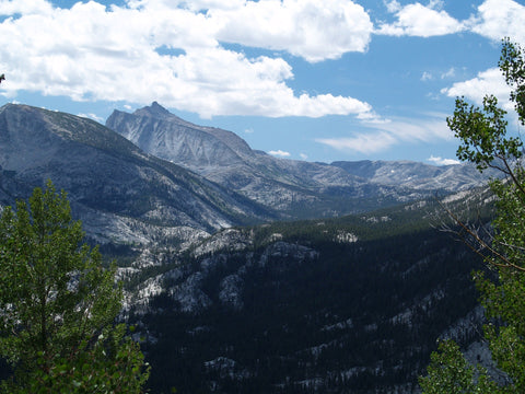 View of mountain valley from California's John Muir Trail.