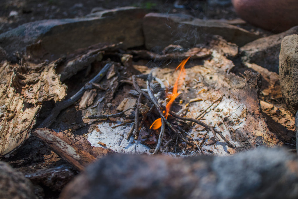 tinder on campfire