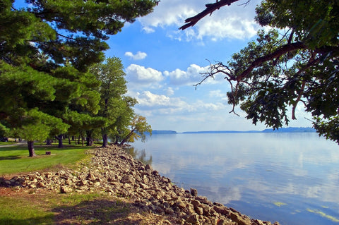 Mississippi River riverbank in Wisconsin.