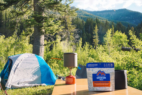 Mountain House Adventure Meal being cooked at camp.