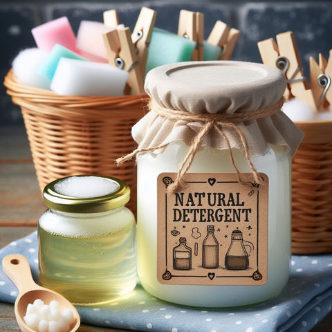 Natural detergent in a mason jar.