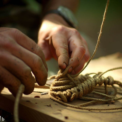 Paracord being used as a survival snare.