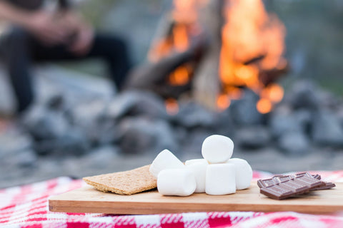 Graham crackers, marshmallows, and chocolate for s'mores.