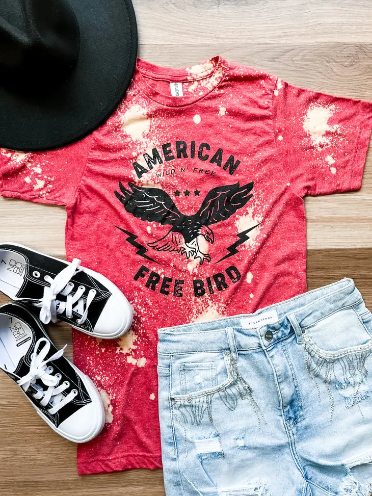 Bleached American Free Bird Graphic Tee