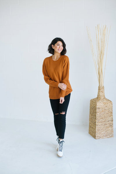 Waffle Knit Boyfriend Sweater-Sweaters-Krush Kandy, Women's Online Fashion Boutique Located in Phoenix, Arizona (Scottsdale Area)