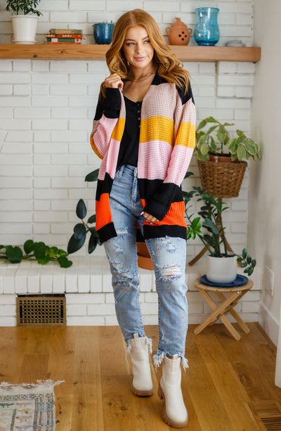 Let Today Be A Good Day Striped Cardigan | S-2XL-Cardigans & Kimonos-Krush Kandy, Women's Online Fashion Boutique Located in Phoenix, Arizona (Scottsdale Area)
