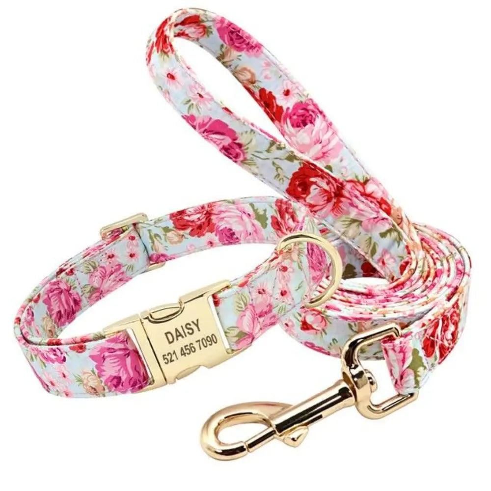 personalized dog collar and leash set