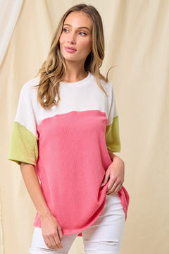 Calling Your Name Color Block Top - Lime