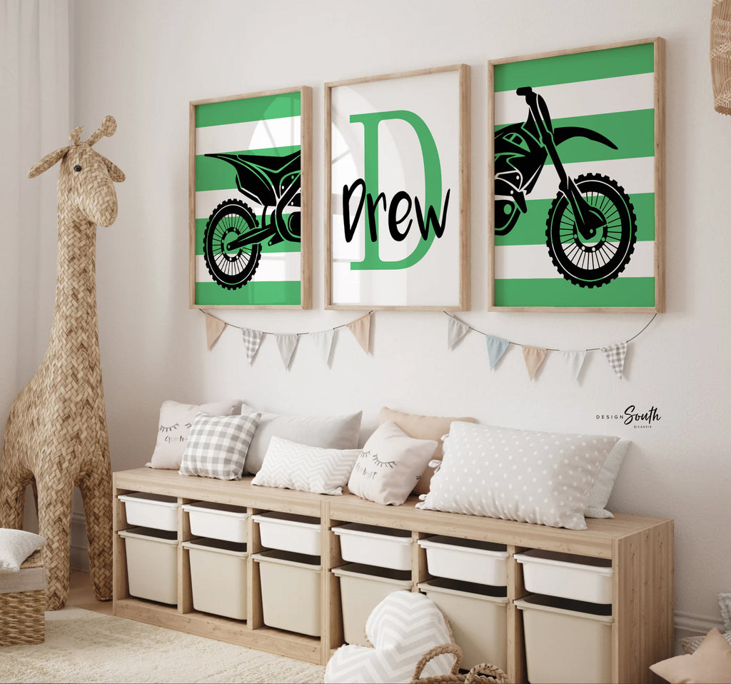 Dirt bike themed room decorating accessories, kids racing bedroom