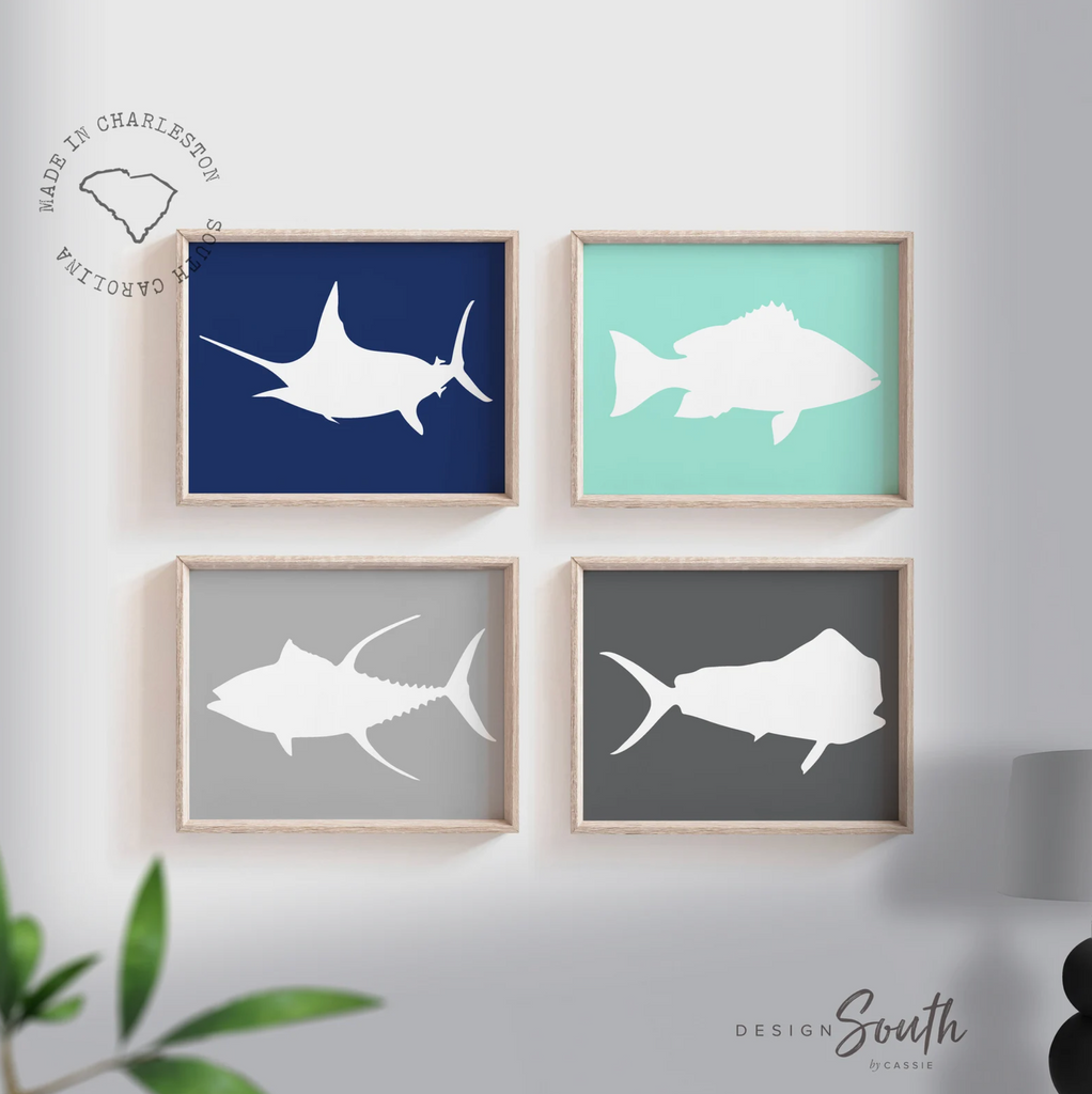 SIGNLEADER Colorful Kid's Nursery Bedroom Tropical Ocean Fish Framed On  Paper 4 Pieces Print