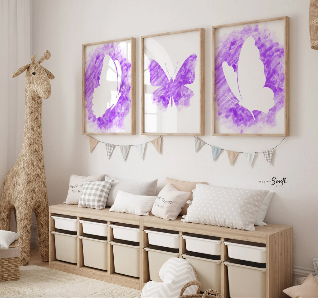 Purple girl bedroom decor, butterflies for girl room decor, teen