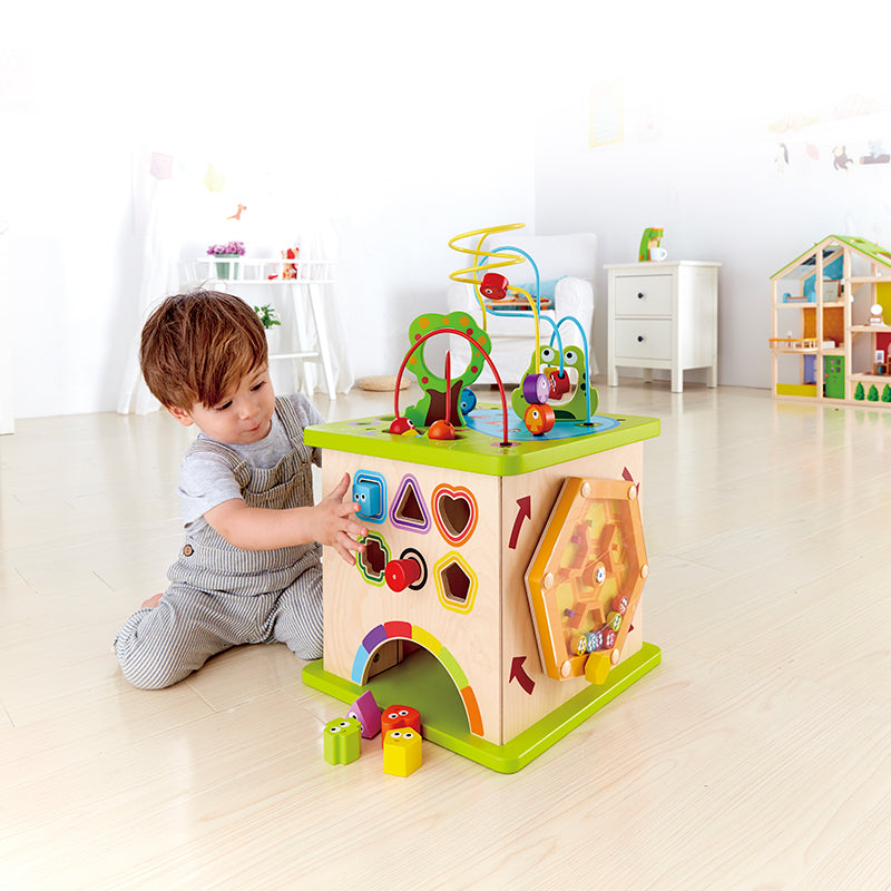 hape country critters wooden play cube