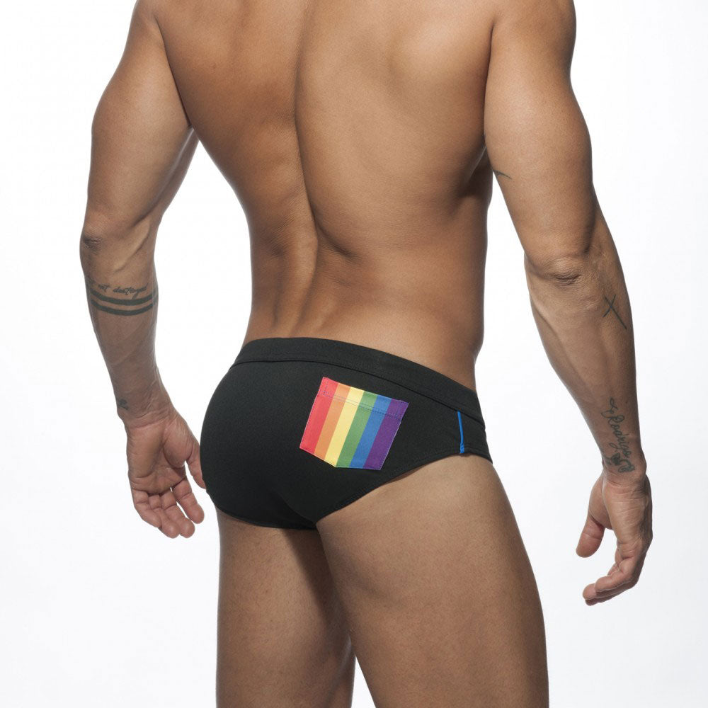 Pride Month Edition Swim Trunks with Rainbow Flag Speedos black