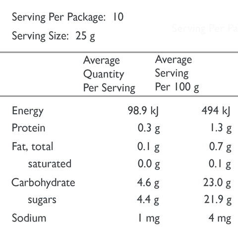 chilli pineapple chutney - 50% less sugar nutritional information