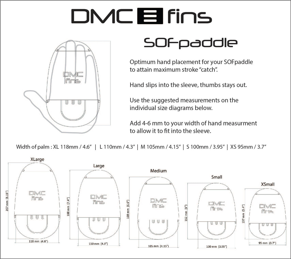 DMC SOFpaddle Sizing Guide