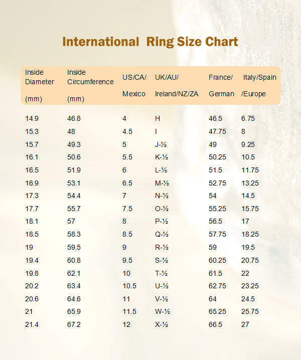 International Size Chart — Studio Myr