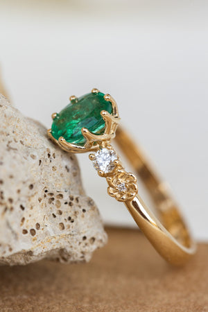 1.16ct Oval Emerald & Diamond Ring in 18ct Gold – LeGassick Jewellery