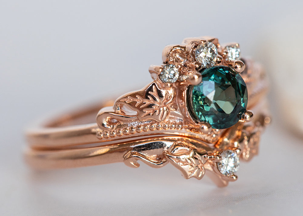 Unique Teal Sapphire Engagement Rings