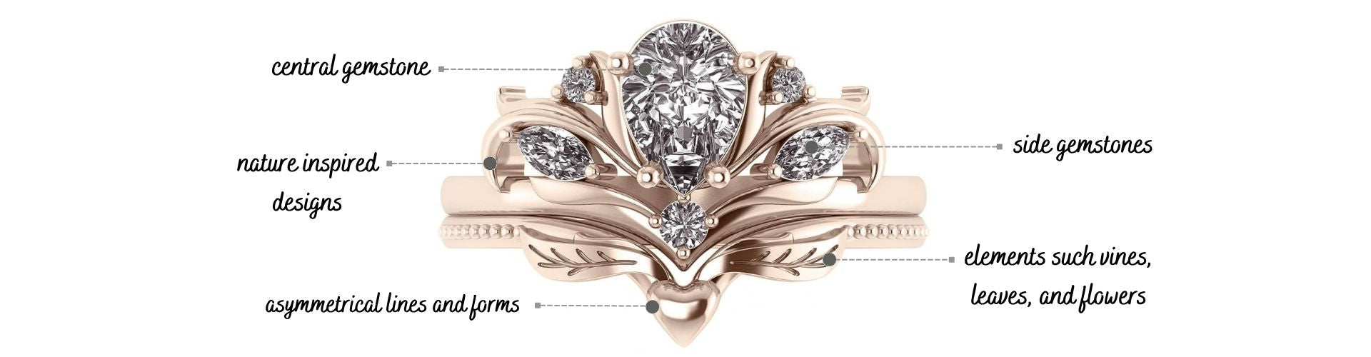 art nouveau engagement ring style features