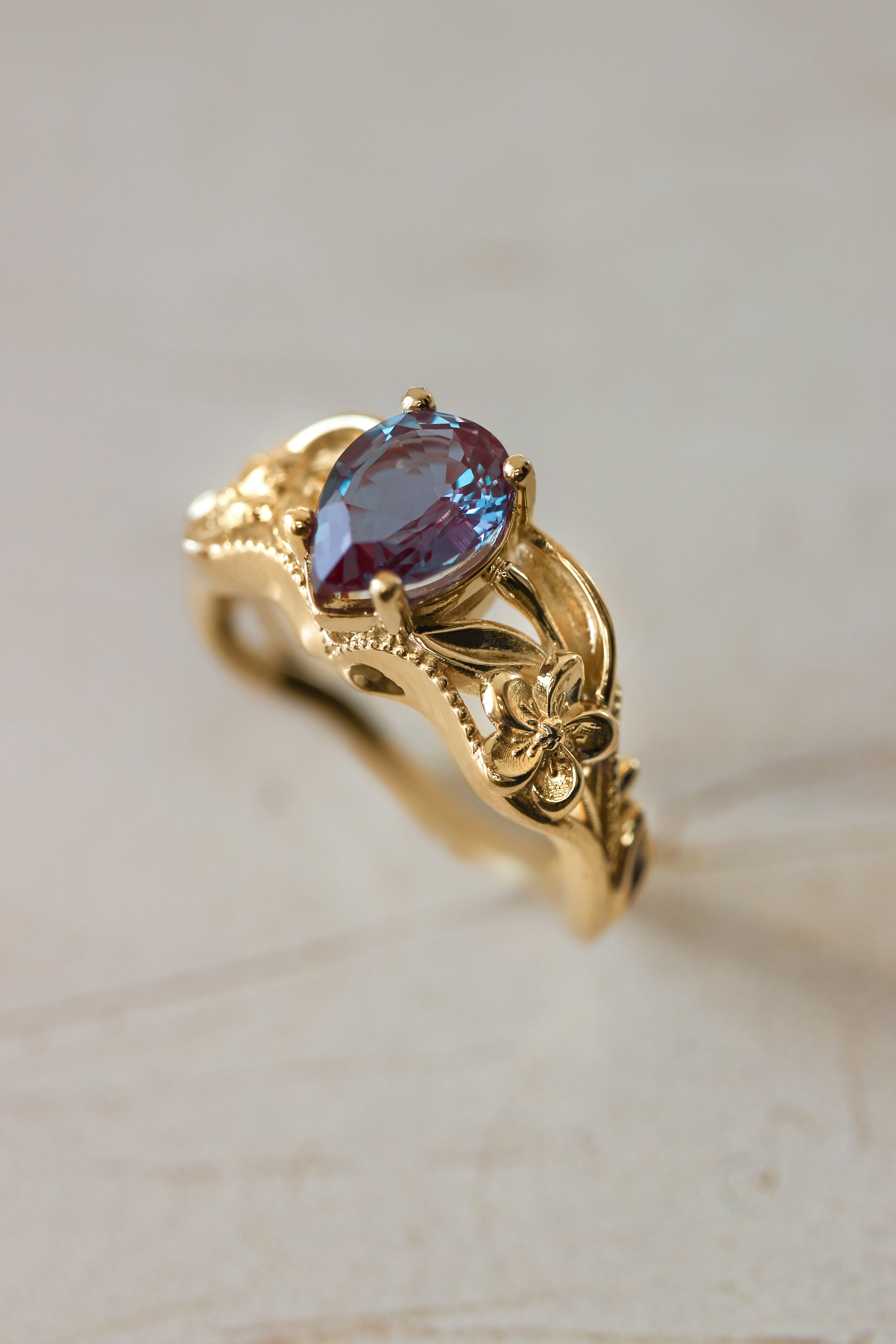 Alexandrite engagement ring, art nouveau ring / Eloise | Eden Garden ...