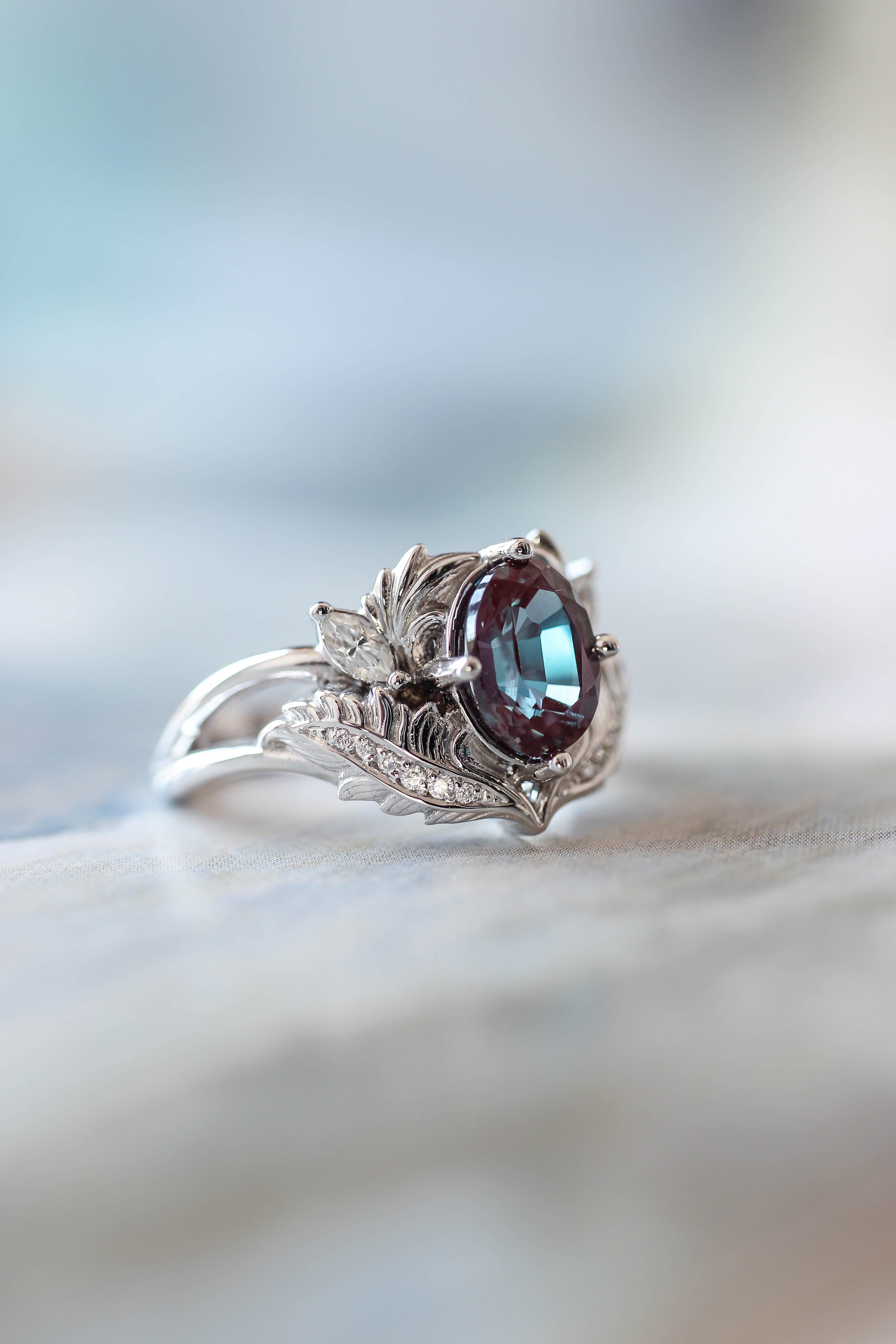 Alexandrite and diamonds engagement ring / Adonis | Eden Garden Jewelry™