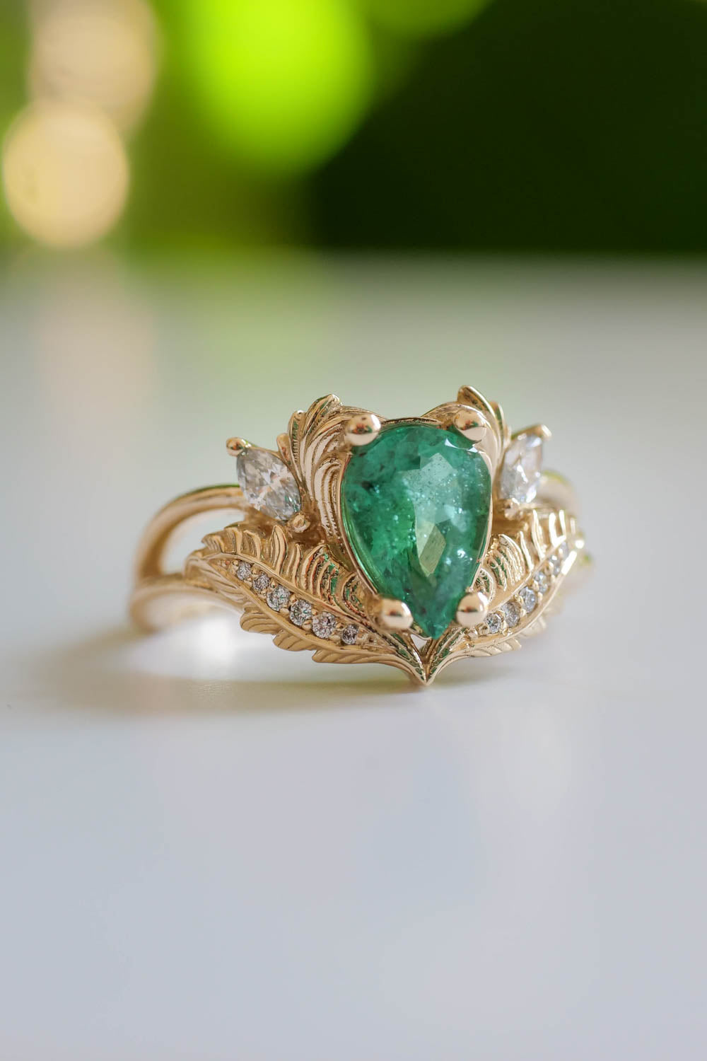 Natural emerald and diamonds ring / Adonis | Eden Garden Jewelry™