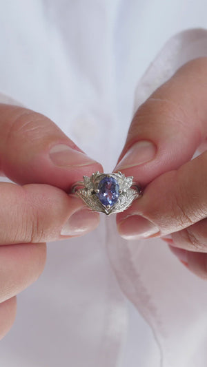 Unique Gemstone Engagement Ring, Tanzanite Gold Ring / Adonis