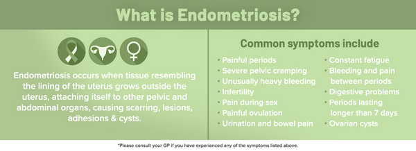 An infographic detailing on what endometriosis is and the symptoms