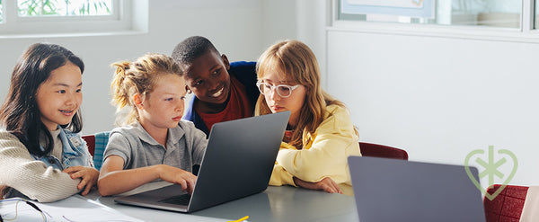 An image depicting young children studying