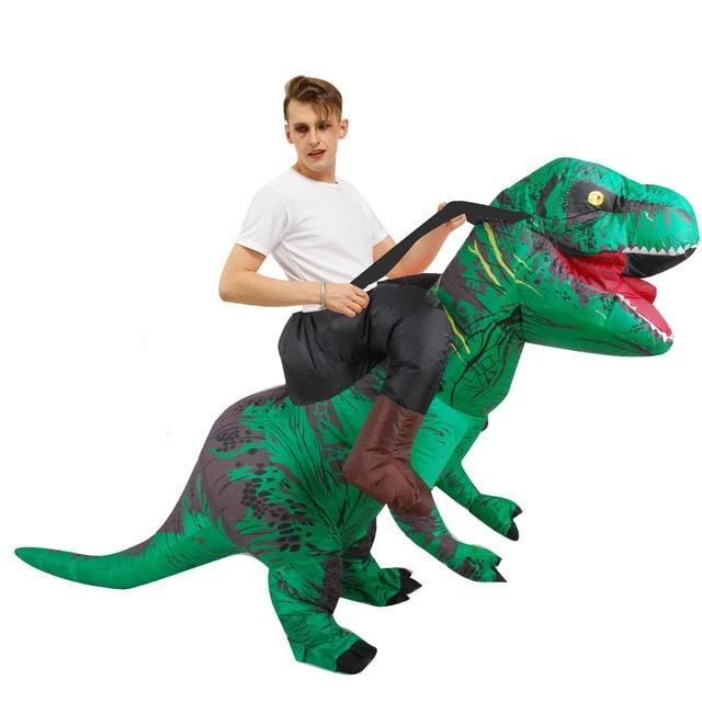 Costume de dinosaure gonflable T-rex Vert pour adulte - Déguisement Mania