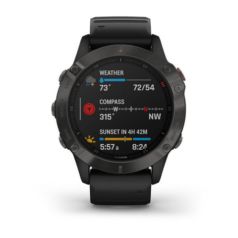 Garmin - Fenix 6, Sapphire Edition, Carbon Gray DLC with Black