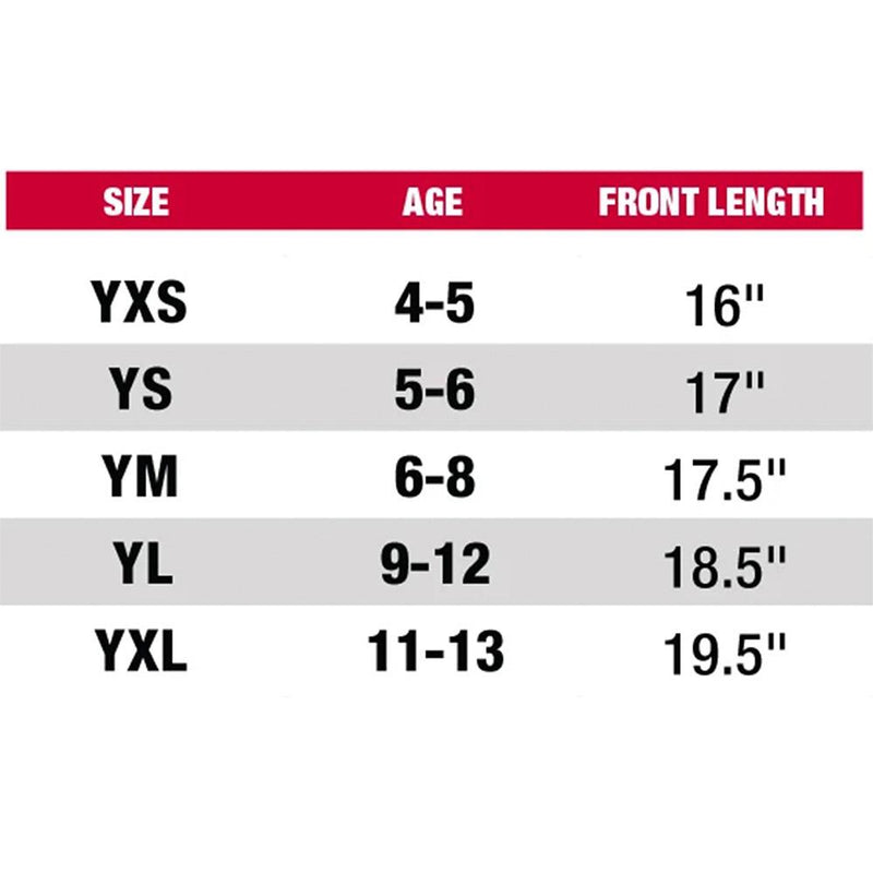 Junior Rashguard Size Chart