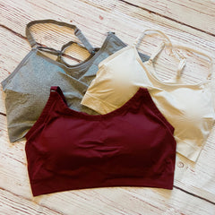 Annalise stretch bralette heather grey burgundy and bone