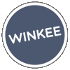 Winkee Logo kreis mit Firmennamen und ein sich formender Zwinkersmiley