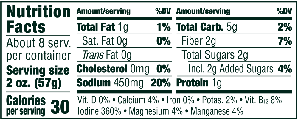 seaweed nutrition facts