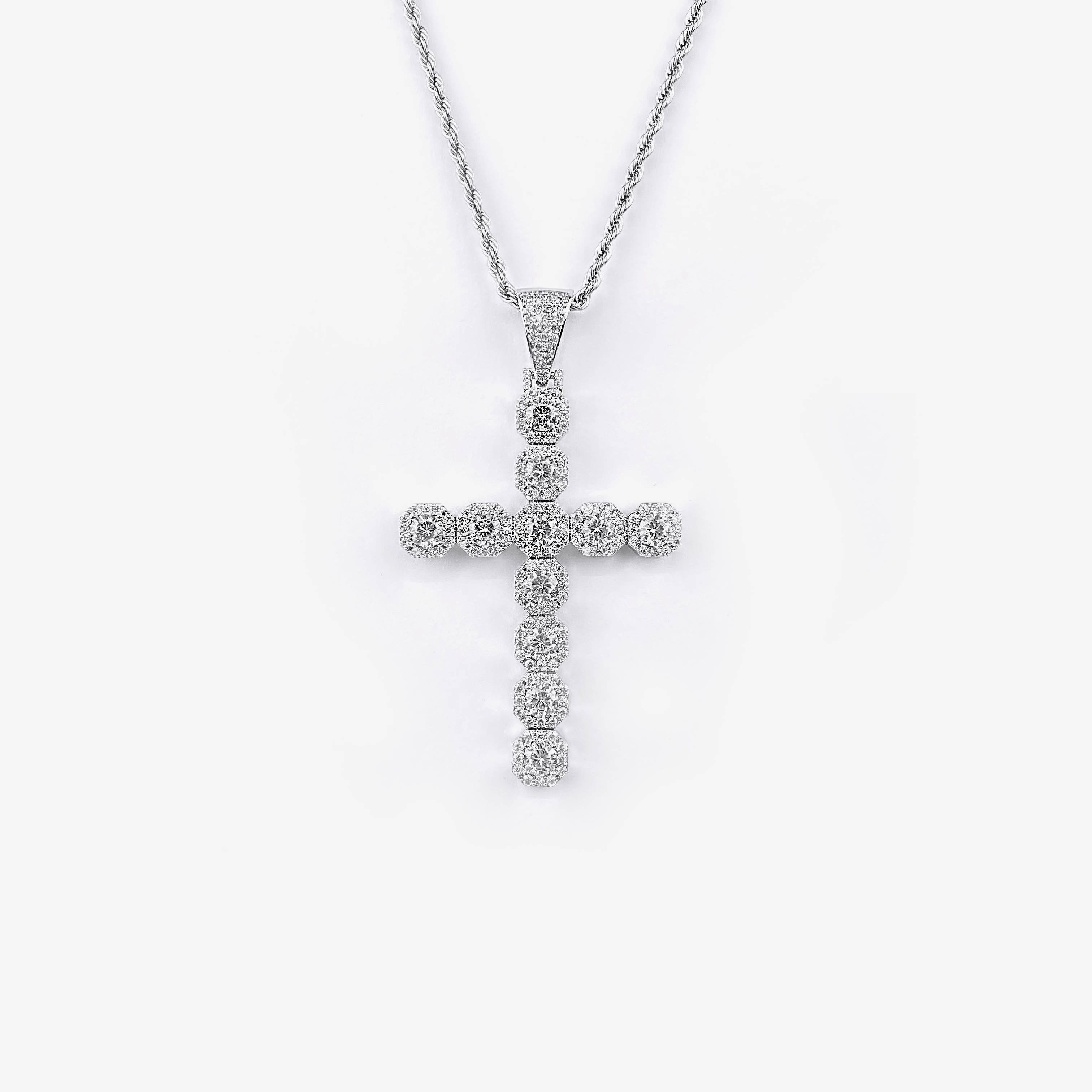 ICED DRIP BIG CLUSTER CROSS [WHITE] GOLD - ICED DRIP JEWELRY product image