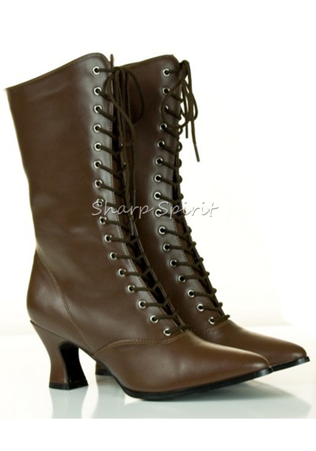pointed toe lace up boots